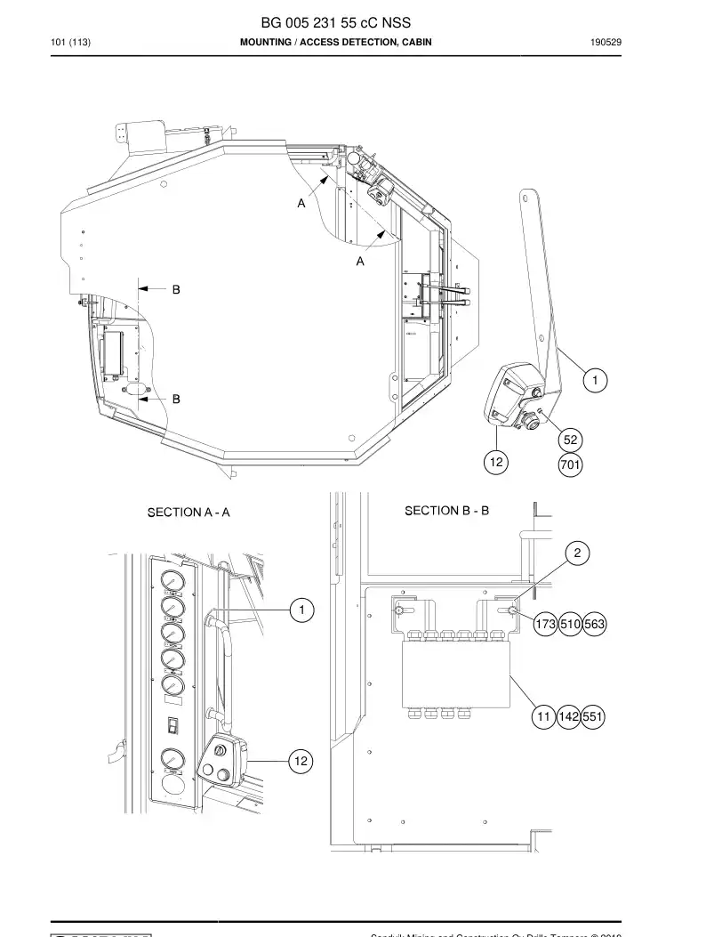 BG00523155c BG 005 231 55c Mounting - Sandvik Technical Drawing