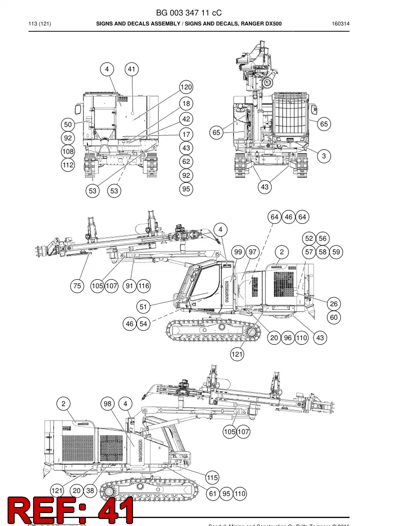 BG00523216a BG 005 232 16a Decal - Sandvik Technical Drawing
