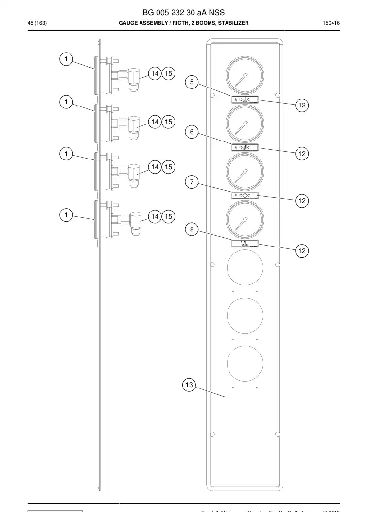 BG00523230a BG 005 232 30a Gauge Assembly - Sandvik Technical Drawing