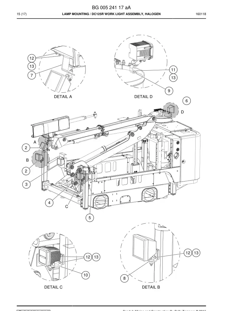 BG00524117a BG 005 241 17a Lamp mounting - Sandvik Technical Drawing
