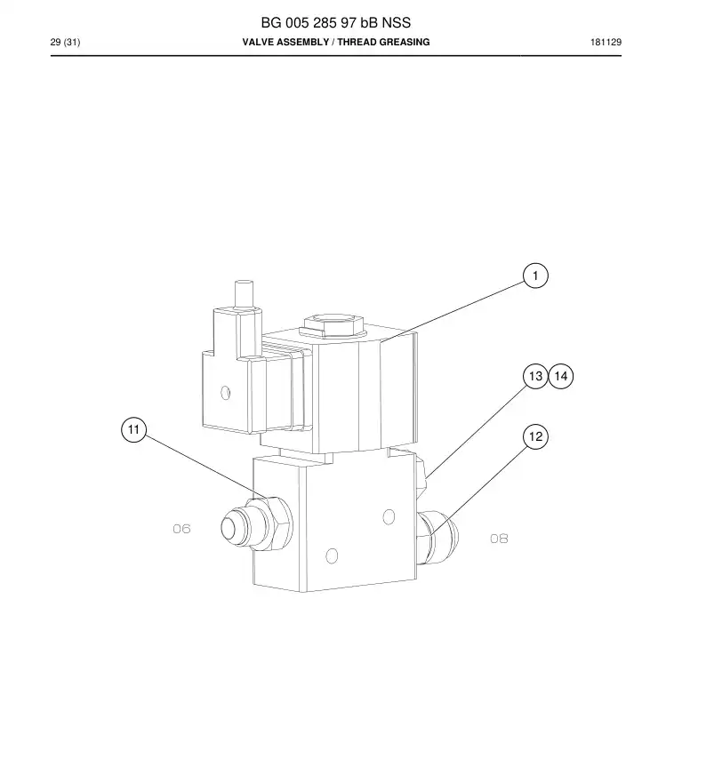 BG00528597b BG 005 285 97b Valve Assembly - Sandvik Technical Drawing
