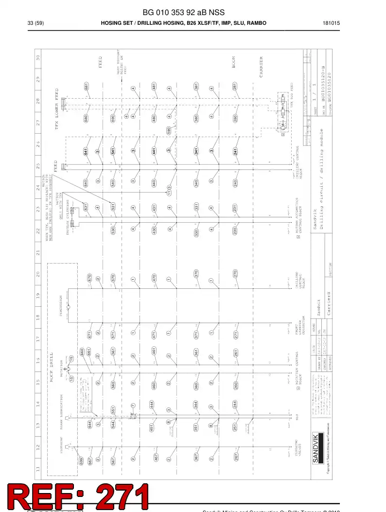 BG00532581b BG 005 325 81b Hose Assembly, Hydraulic - Sandvik Technical Drawing