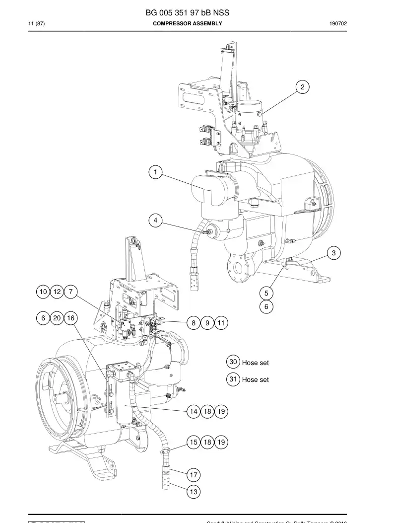 BG00535197b BG 005 351 97b Compressor Assembly - Sandvik Technical Drawing
