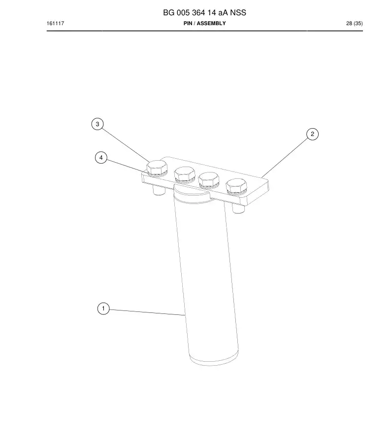 BG00536414a BG 005 364 14a Pin - Sandvik Technical Drawing