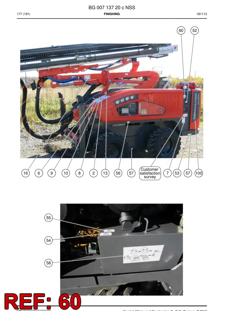 BG00540745a BG 005 407 45a Decal - Sandvik Technical Drawing