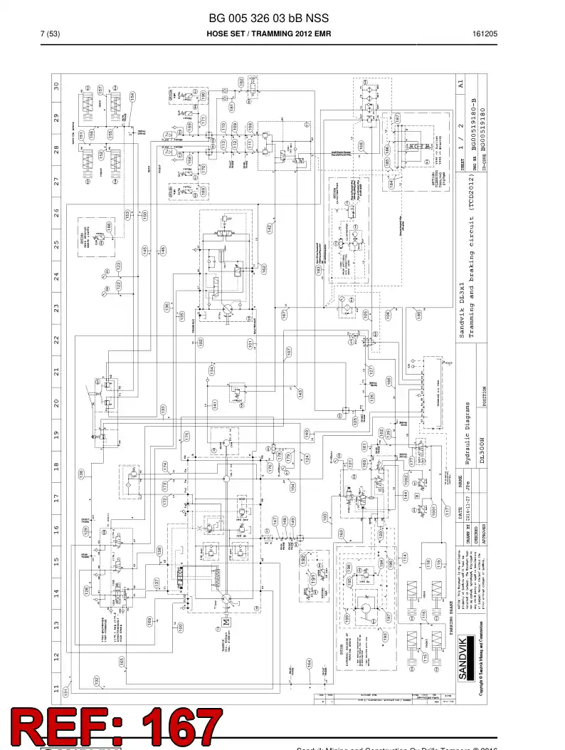 BG00541063a BG 005 410 63a Hose Assembly, Hydraulic - Sandvik Technical Drawing