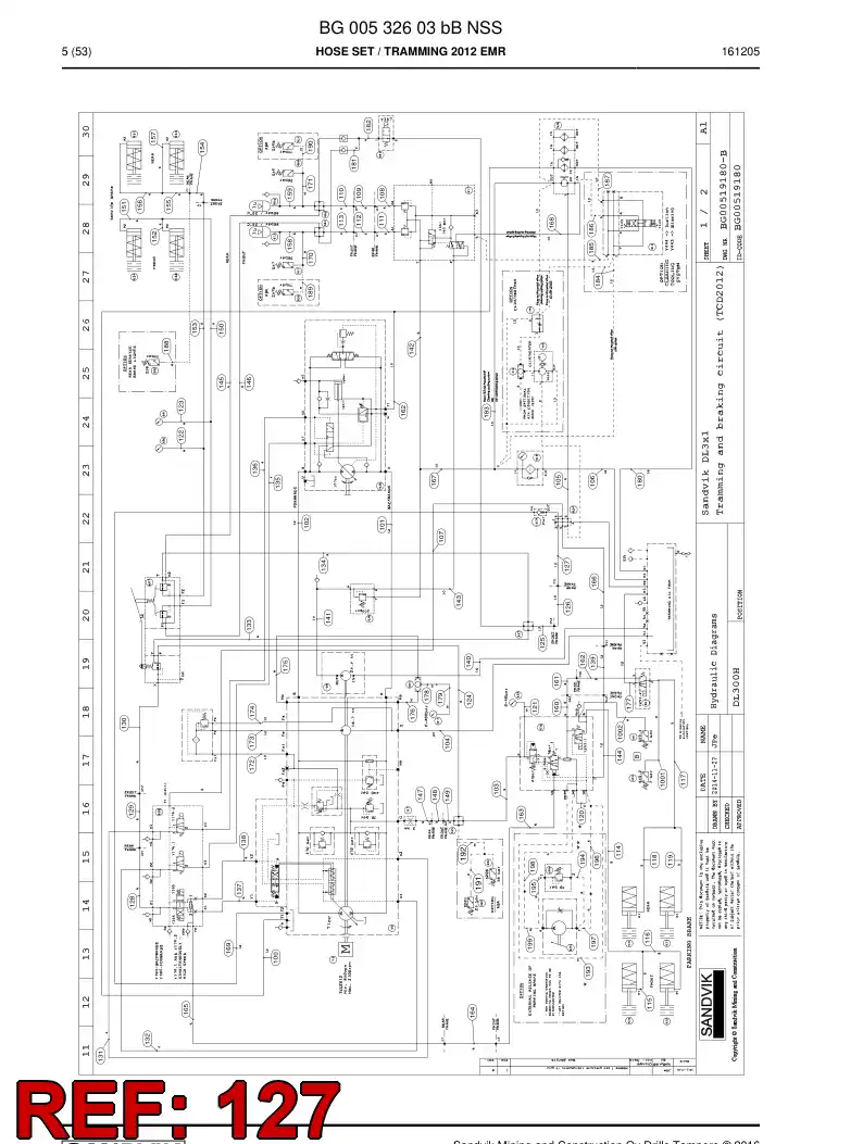 BG00541069a BG 005 410 69a Hose Assembly, Hydraulic - Sandvik Technical Drawing