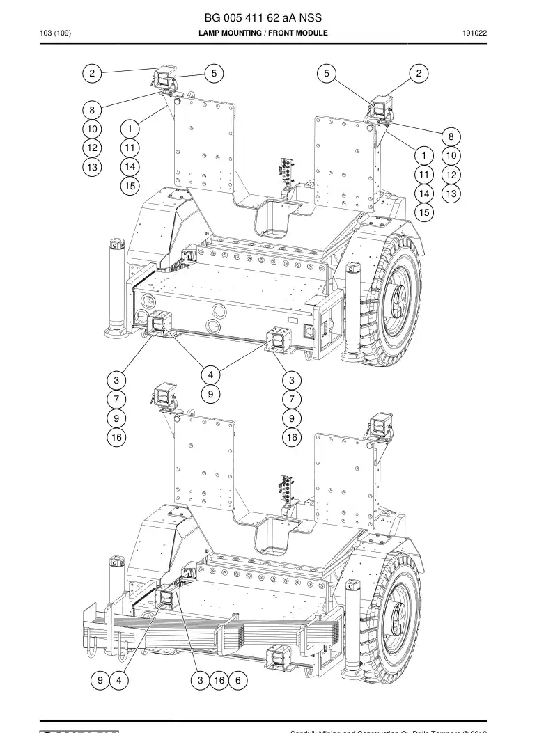BG00541162a BG 005 411 62a Lamp mounting - Sandvik Technical Drawing