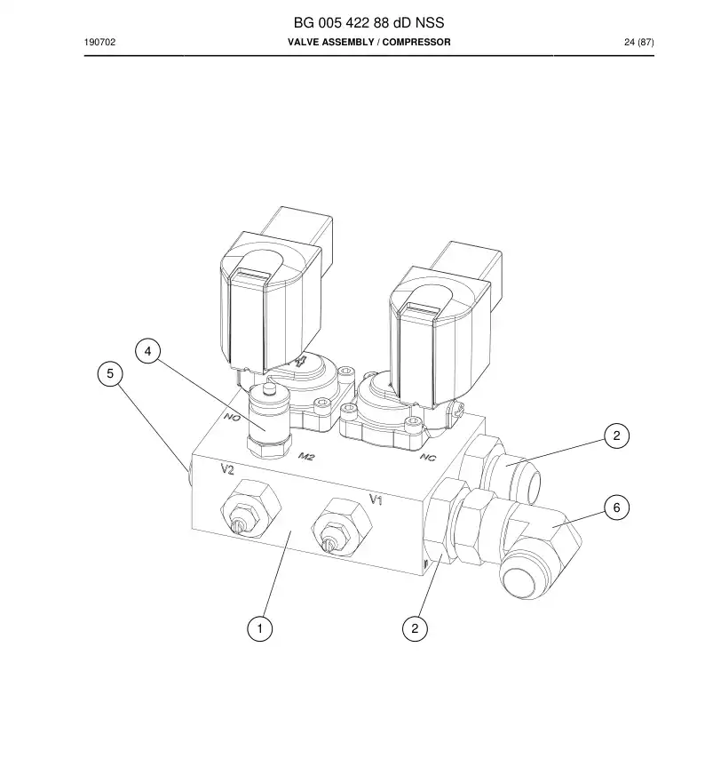 BG00542288d BG 005 422 88d Valve assembly - Sandvik Technical Drawing