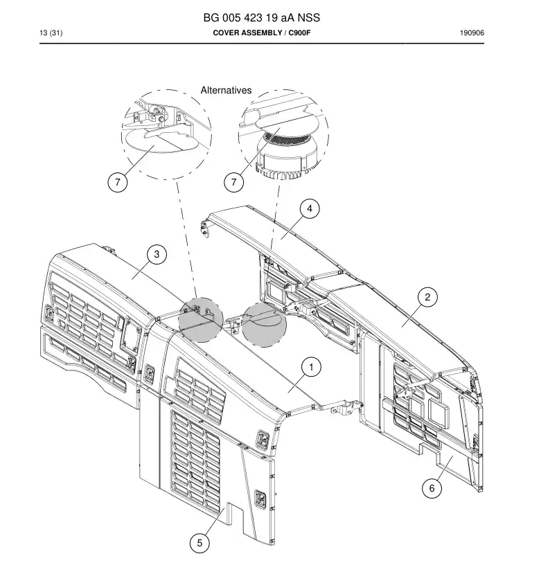 BG00542319a BG 005 423 19a Cover Assembly - Sandvik Technical Drawing