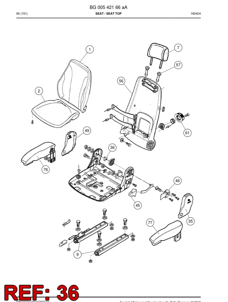 BG00542326a BG 005 423 26a Bearing - Sandvik Technical Drawing