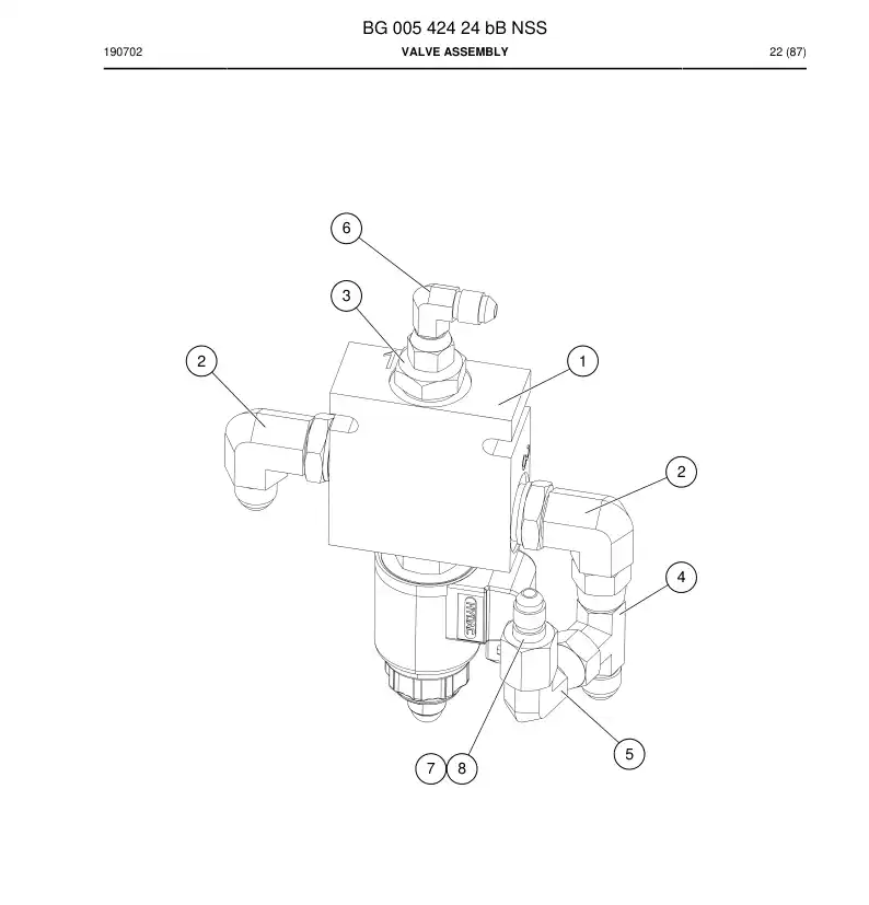 BG00542424b BG 005 424 24b valve assembly - Sandvik Technical Drawing