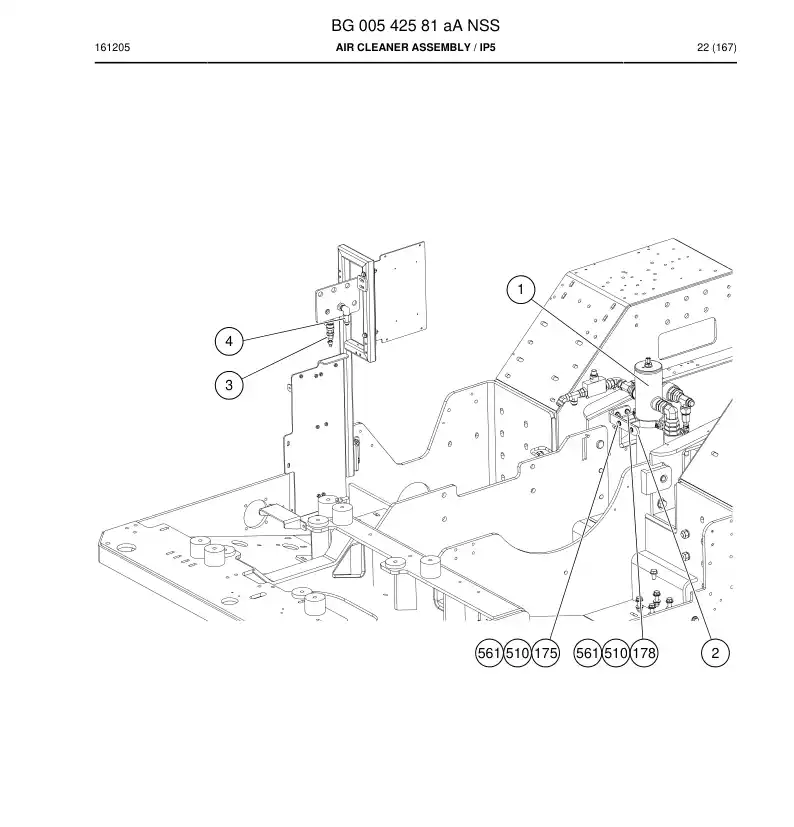 BG00542581a BG 005 425 81a Air Cleaner Assembly - Sandvik Technical Drawing