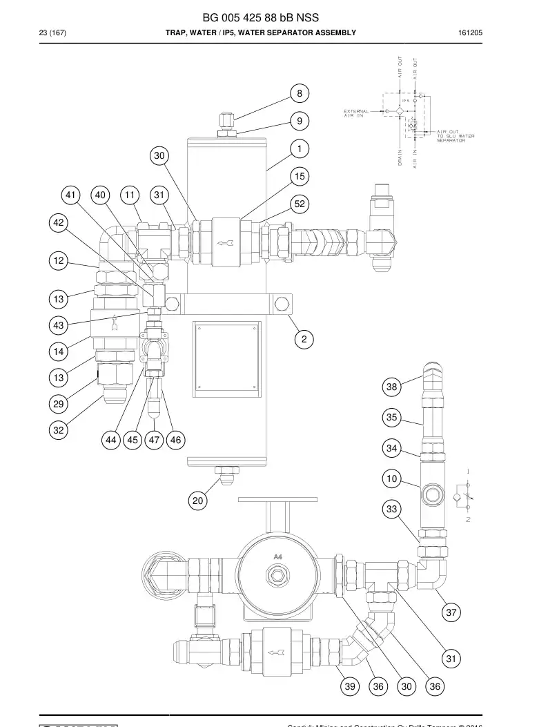 BG00542588b BG 005 425 88b Trap, Water - Sandvik Technical Drawing