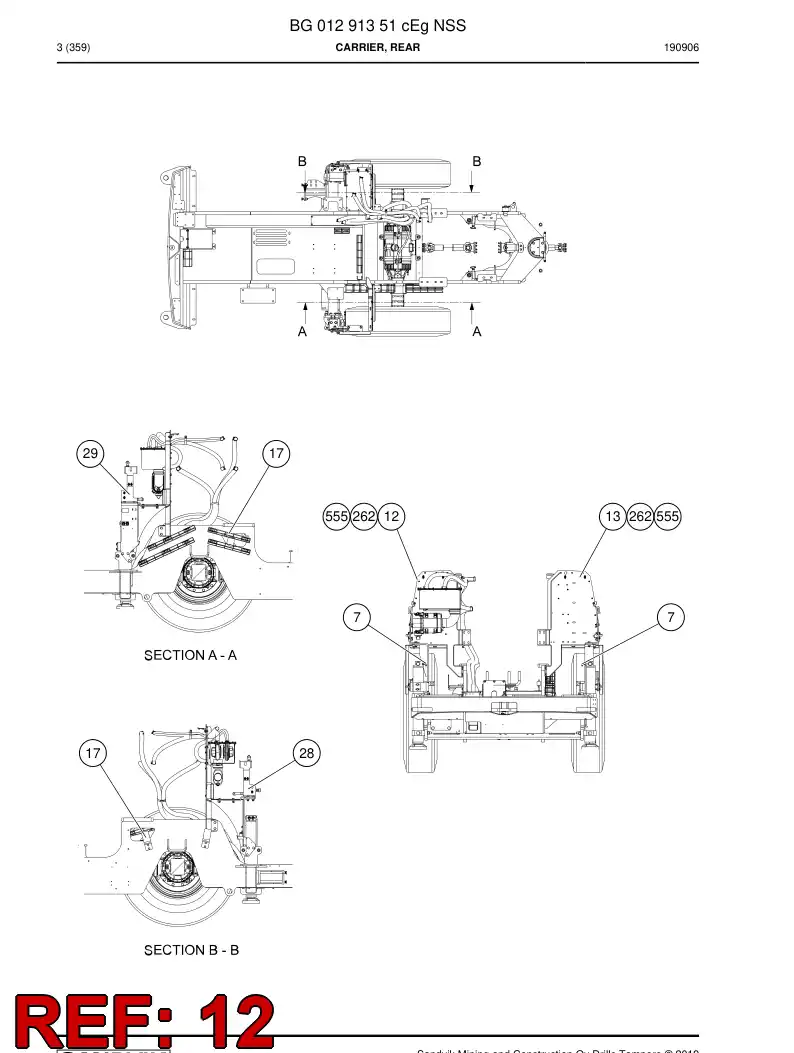 BG00543771b BG 005 437 71b Deflector, Air - Sandvik Technical Drawing