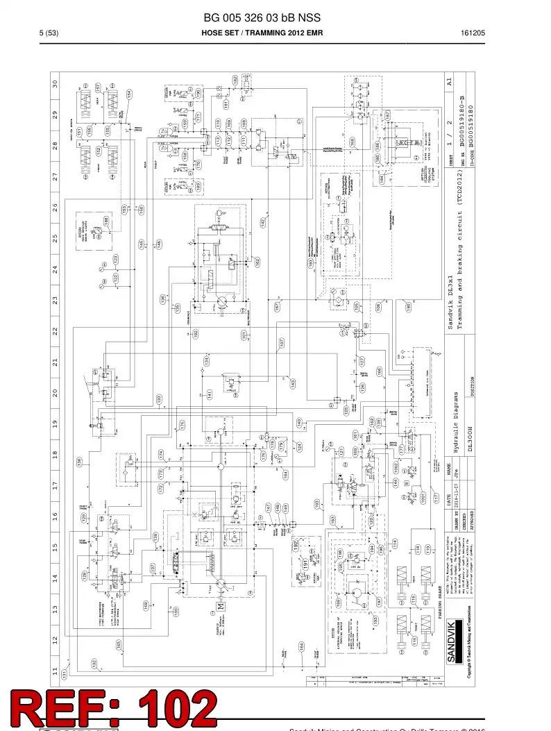 BG00544024a BG 005 440 24a Hose Assembly, Hydraulic - Sandvik Technical Drawing