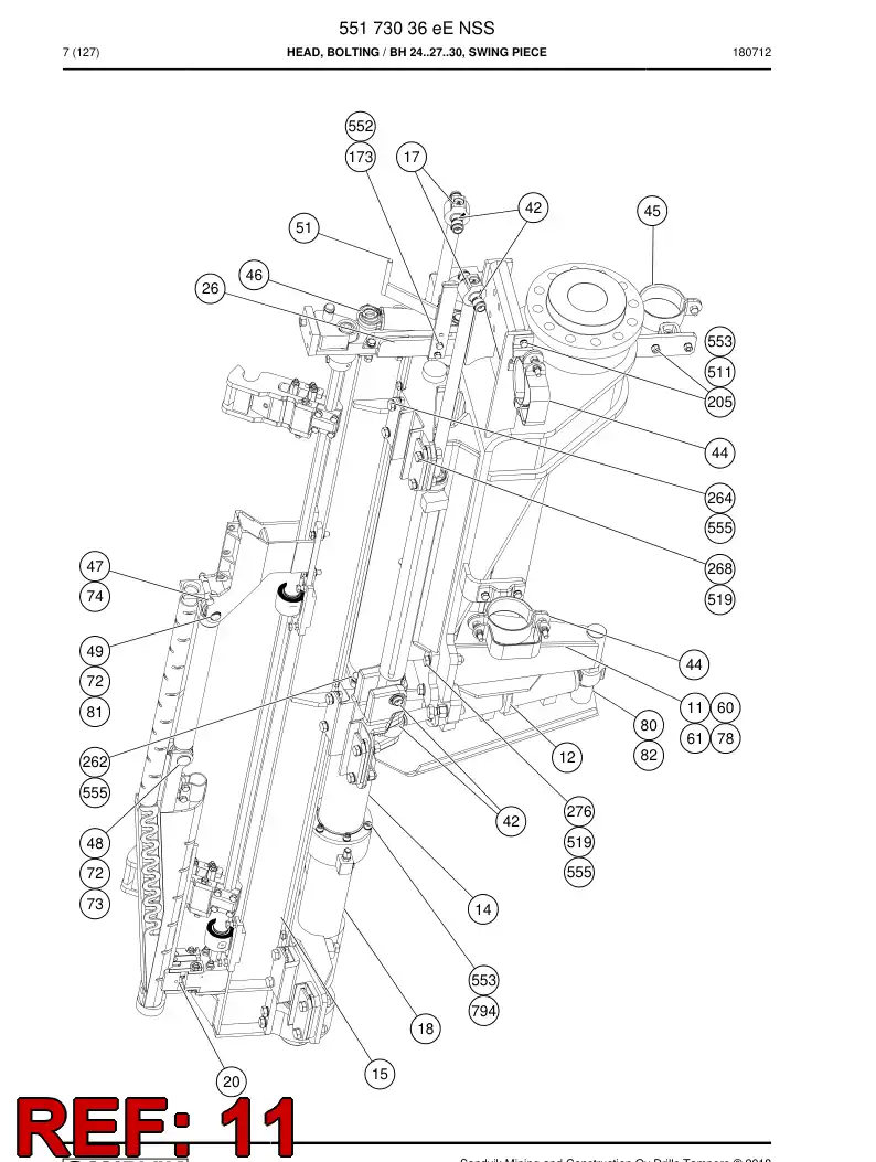BG00544194a BG 005 441 94a Frame - Sandvik Technical Drawing