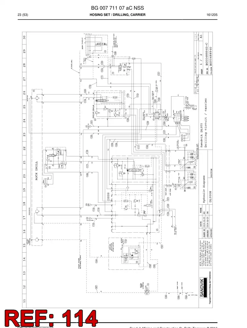 BG00544777b BG 005 447 77b Hose Assembly, Hydraulic - Sandvik Technical Drawing