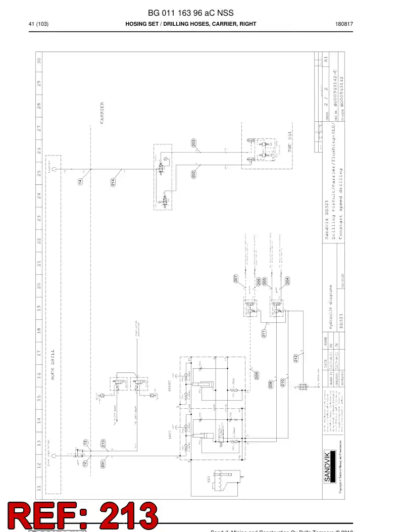 BG00544879a BG 005 448 79a Hose Assembly, Hydraulic - Sandvik Technical Drawing