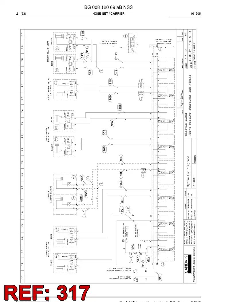 BG00544970a BG 005 449 70a Hose Assembly, Hydraulic - Sandvik Technical Drawing