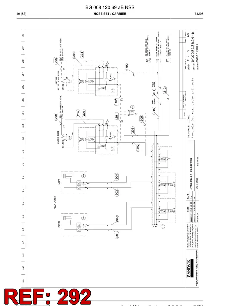 BG00544974a BG 005 449 74a Hose Assembly, Hydraulic - Sandvik Technical Drawing