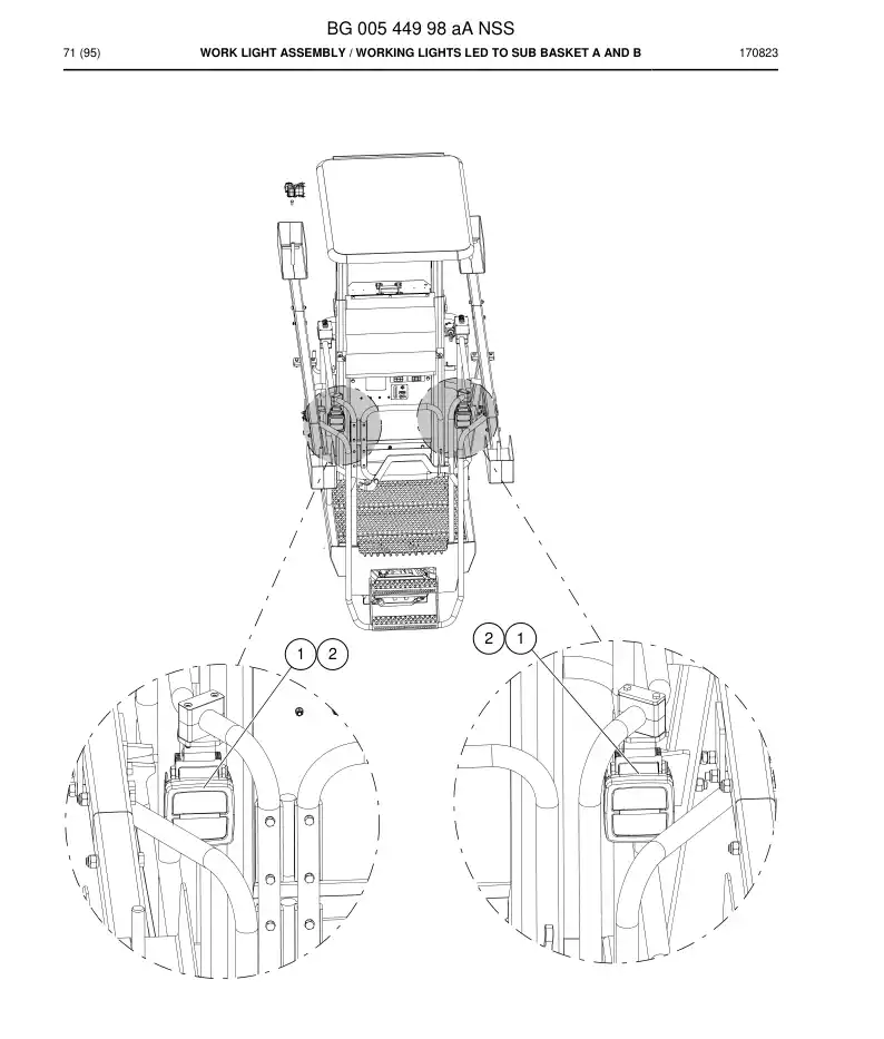 BG00544998a BG 005 449 98a Work Light Assembly - Sandvik Technical Drawing