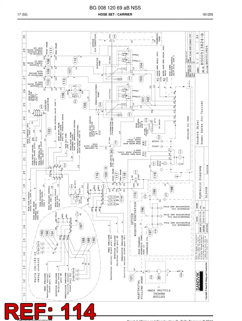 BG00545086a BG 005 450 86a Hose Assembly, Hydraulic - Sandvik Technical Drawing
