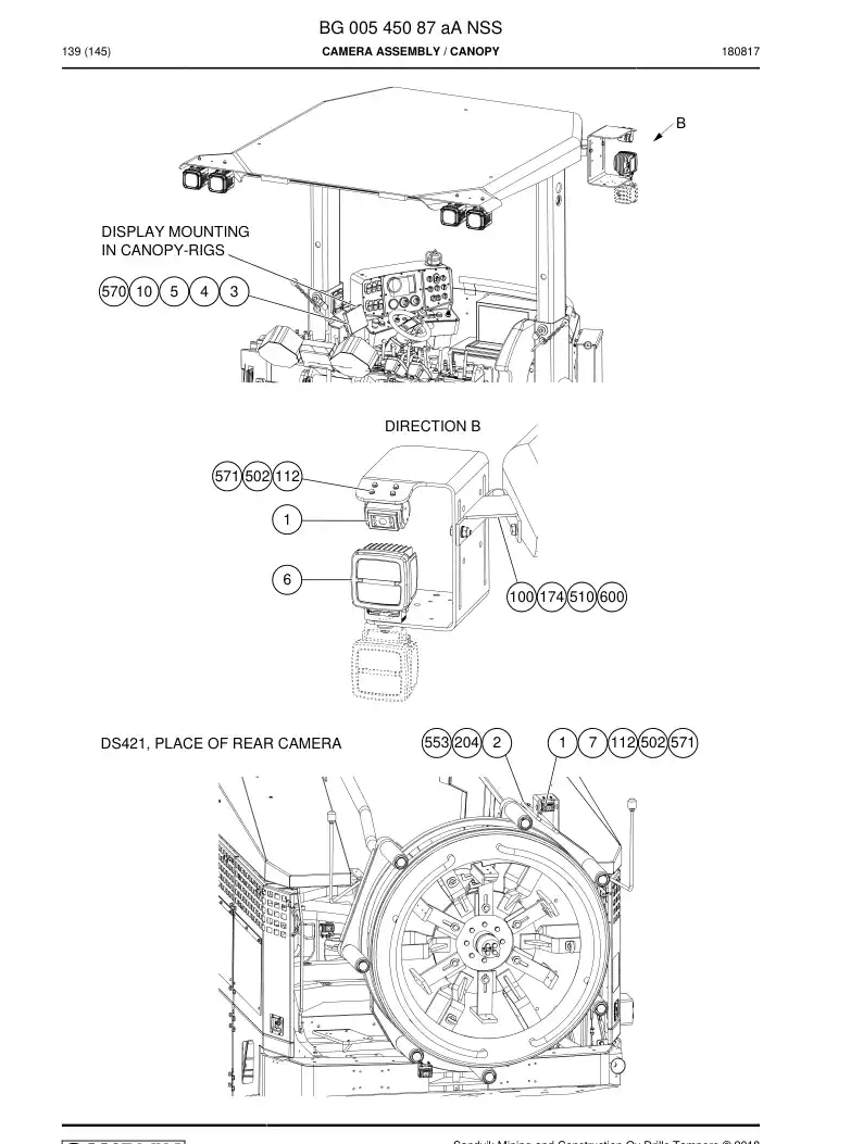 BG00545087a BG 005 450 87a Camera Assembly - Sandvik Technical Drawing