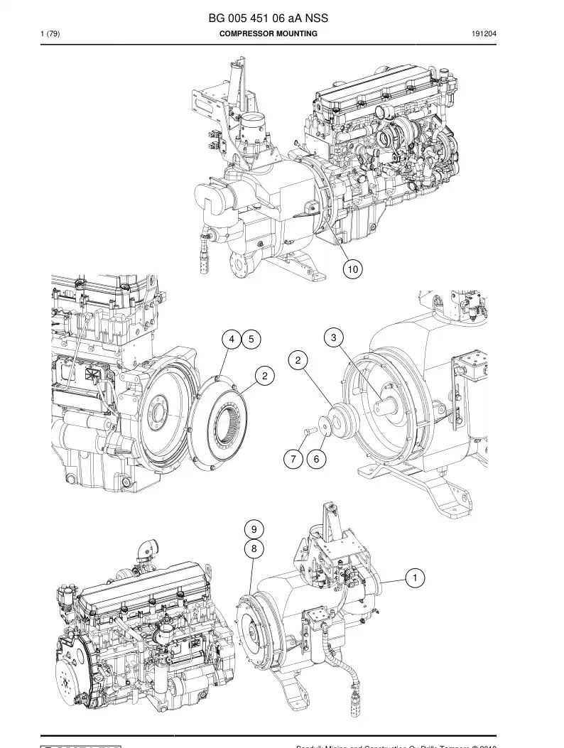 BG00545106a BG 005 451 06a Compressor mounting - Sandvik Technical Drawing