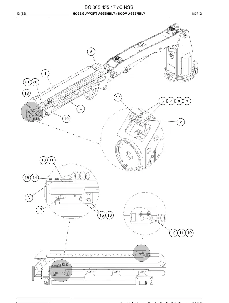 BG00545517c BG 005 455 17c Hose Support Assembly - Sandvik Technical Drawing