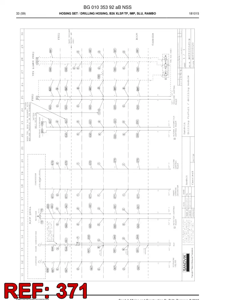 BG00546464a BG 005 464 64a Hose Assembly, Hydraulic - Sandvik Technical Drawing