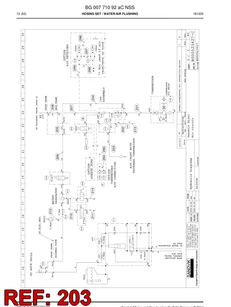 BG00546465a BG 005 464 65a Hose Assembly, Hydraulic - Sandvik Technical Drawing