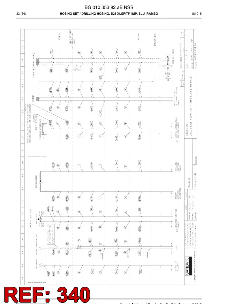 BG00546468a BG 005 464 68a Hose Assembly, Hydraulic - Sandvik Technical Drawing