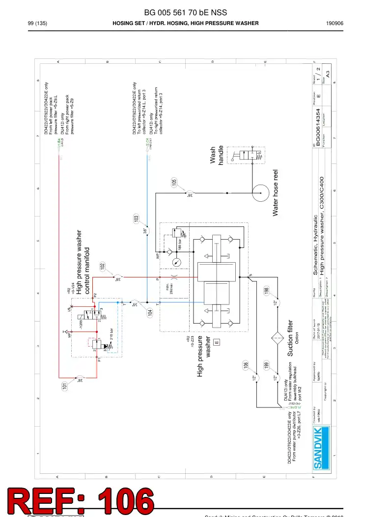 BG00547641a BG 005 476 41a Hose Assembly, Hydraulic - Sandvik Technical Drawing