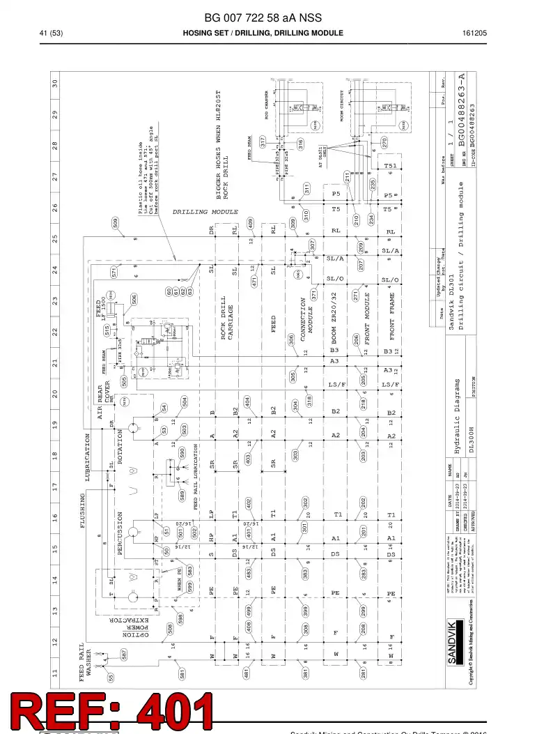 BG00548139a BG 005 481 39a Hose Assembly, Hydraulic - Sandvik Technical Drawing