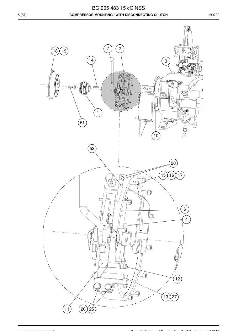 BG00548315c BG 005 483 15c Compressor mounting - Sandvik Technical Drawing