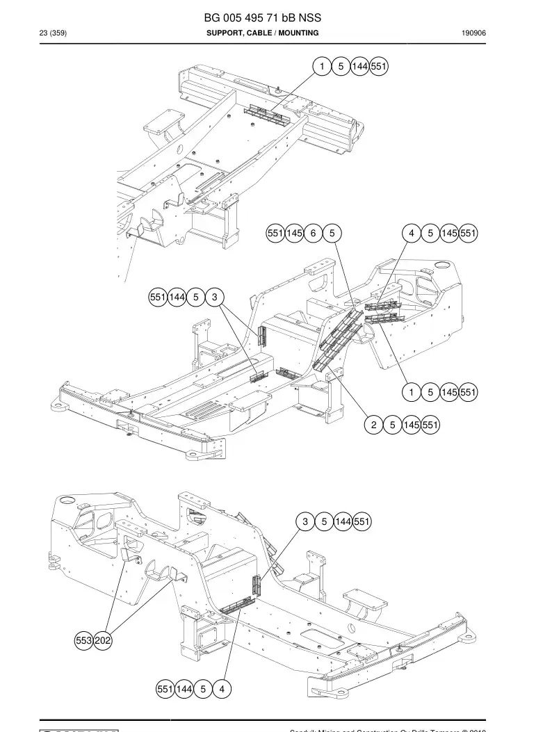 BG00549571b BG 005 495 71b Support, Cable - Sandvik Technical Drawing