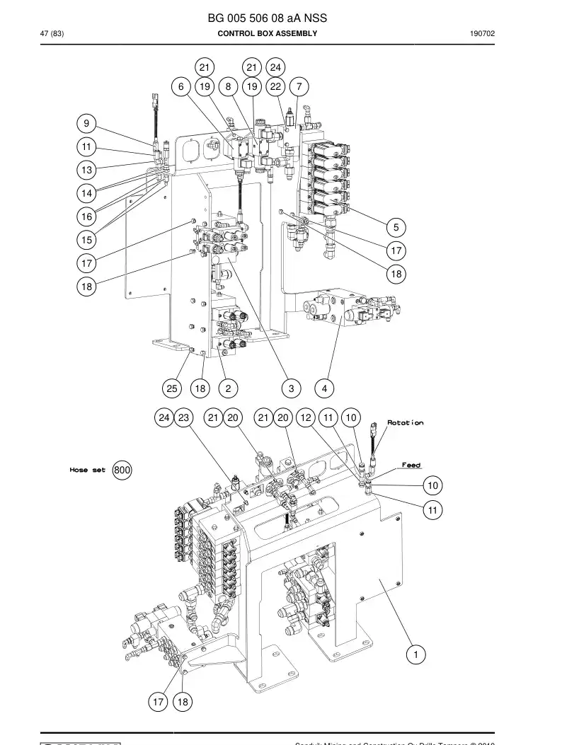BG00550608a BG 005 506 08a Control Box Assembly - Sandvik Technical Drawing