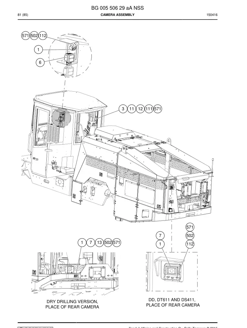 BG00550629a BG 005 506 29a Camera Assembly - Sandvik Technical Drawing