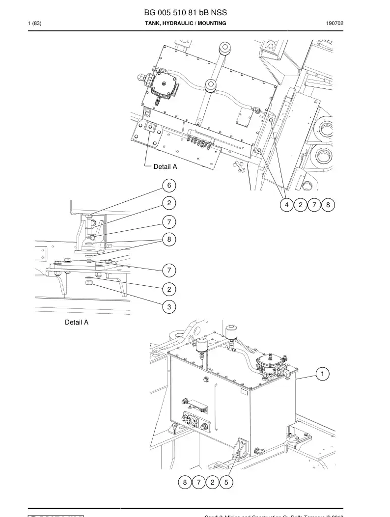 BG00551081b BG 005 510 81b Tank, Hydraulic - Sandvik Technical Drawing