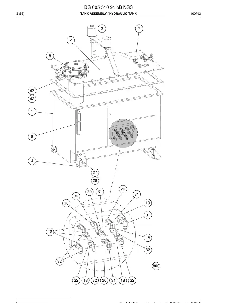BG00551091b BG 005 510 91b Tank Assembly - Sandvik Technical Drawing