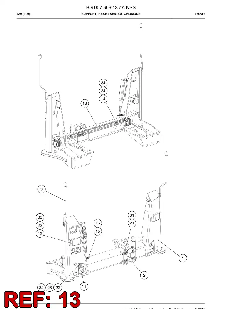 BG00551294a BG 005 512 94a Rack, Cable - Sandvik Technical Drawing