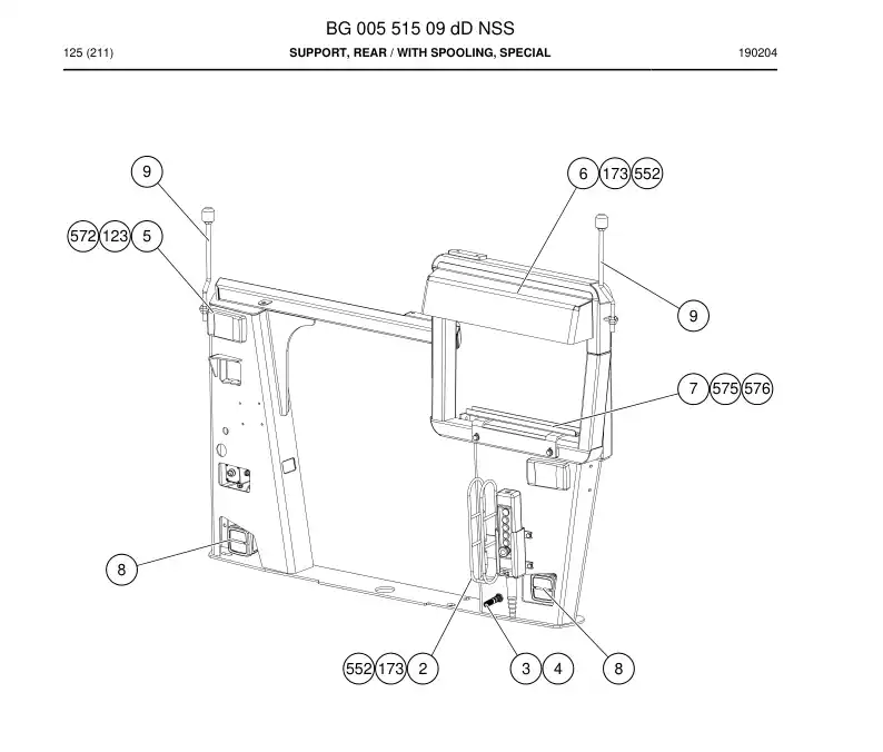 BG00551509d BG 005 515 09d Support, Rear - Sandvik Technical Drawing