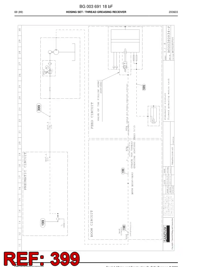 BG00551706a BG 005 517 06a Hose Assembly, Hydraulic - Sandvik Technical Drawing