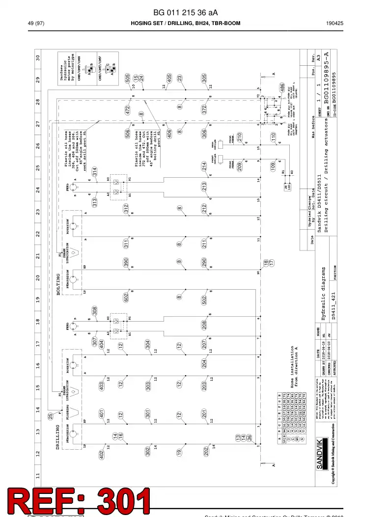 BG00551730b BG 005 517 30b Hose Assembly, Hydraulic - Sandvik Technical Drawing