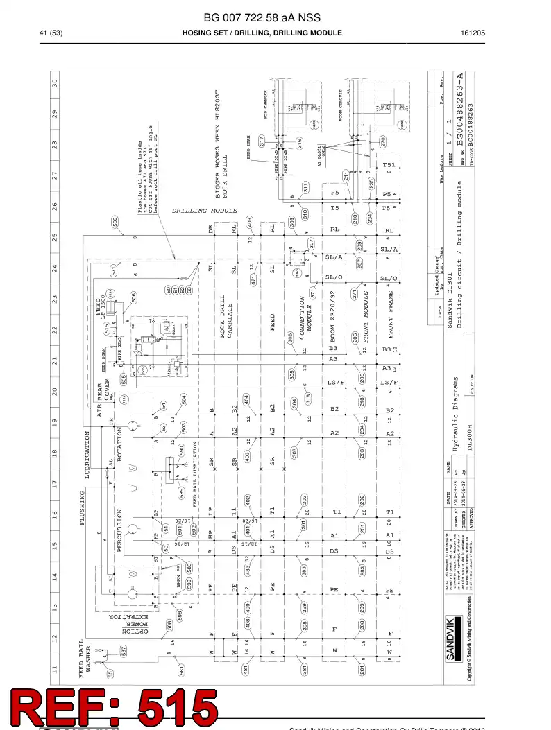 BG00551732a BG 005 517 32a Hose Assembly, Hydraulic - Sandvik Technical Drawing