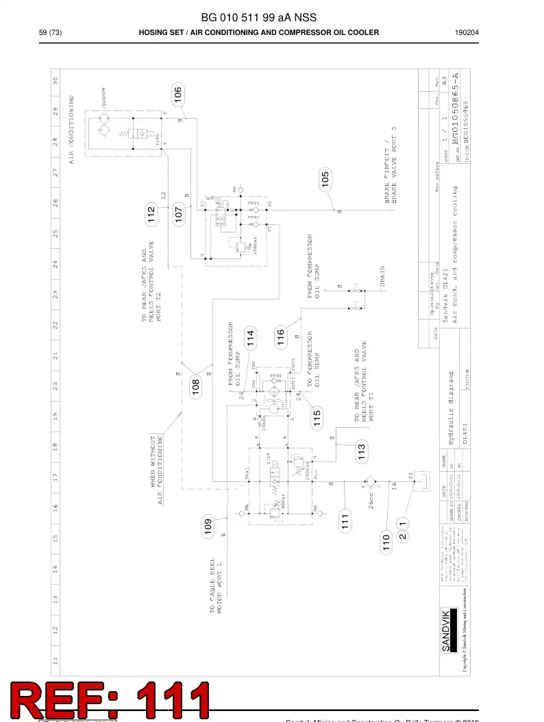 BG00551743b BG 005 517 43b Hose Assembly, Hydraulic - Sandvik Technical Drawing