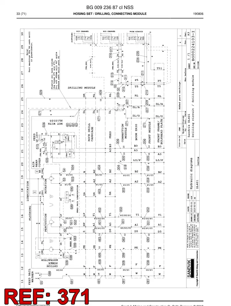 BG00551746b BG 005 517 46b Hose Assembly, Hydraulic - Sandvik Technical Drawing