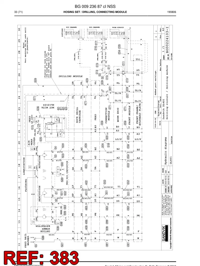 BG00551751b BG 005 517 51b Hose Assembly, Hydraulic - Sandvik Technical Drawing