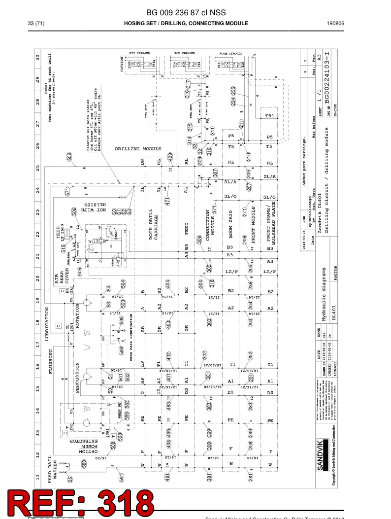 BG00551757a BG 005 517 57a Hose Assembly, Hydraulic - Sandvik Technical Drawing